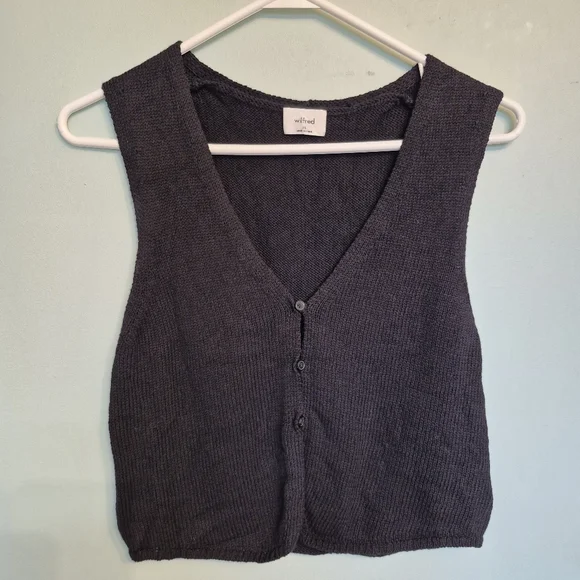 Wilfred Aritzia Women's Minimalist Preppy Black Knit Vest Size XS/S - Picture 2 of 5
